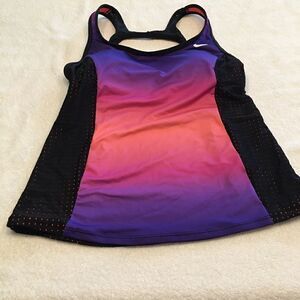 Nike multi colored Small tank top Razorback black purple orange lightly padded